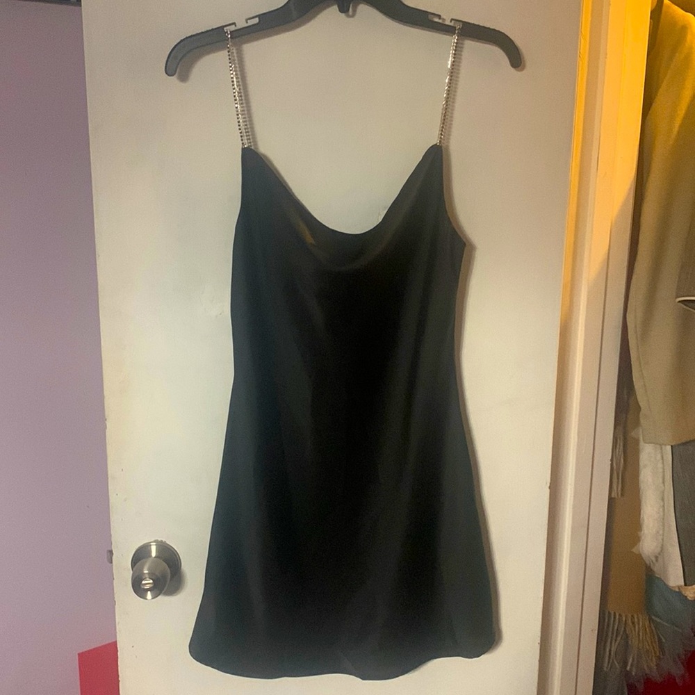 Black satin dress